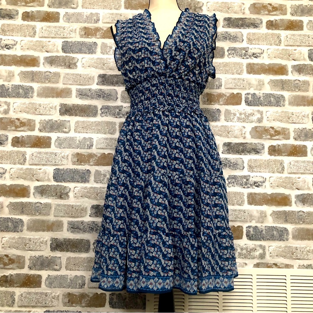 Max Studio Floral Blue Dress Size Medium. New with Tags